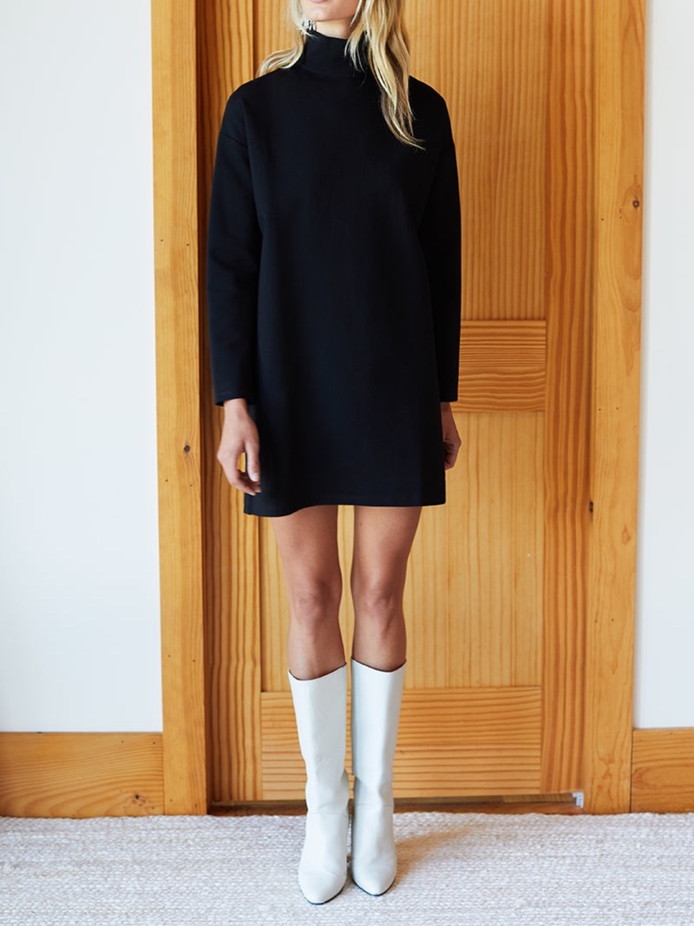 Emerson Fry EDIE TURTLENECK DRESS - BLACK PONTE Medium